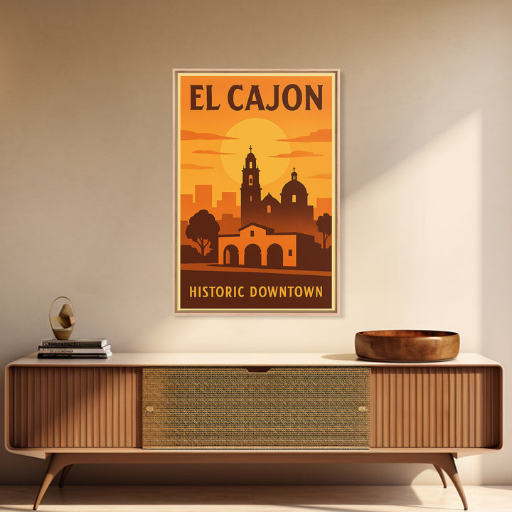 El Cajon California Travel Poster, Canvas Print, Vintage Deco Wall Art, El Cajon Art Print, City Poster, Travel Wall Art, Retro Travel Print