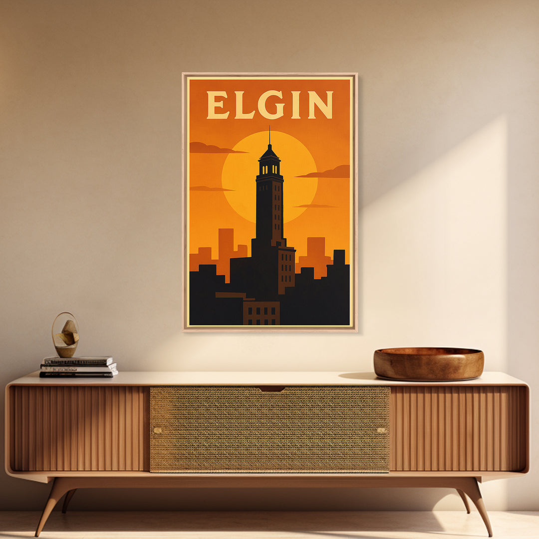 Elgin Travel Poster, Canvas Print, Golden Travel Poster Art, Elgin Poster Print, Retro Travel Print, Travel Poster Art, Travel Wall Decor