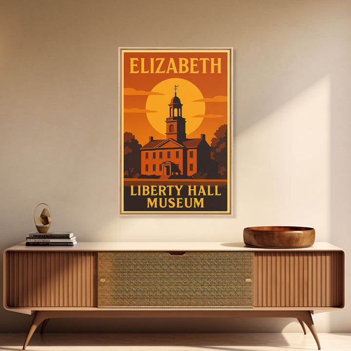 Elizabeth New Jersey Travel Poster, Canvas Print, Gold Art Deco Poster Art, Elizabeth Travel Art, Art Print, Travel Wall Art