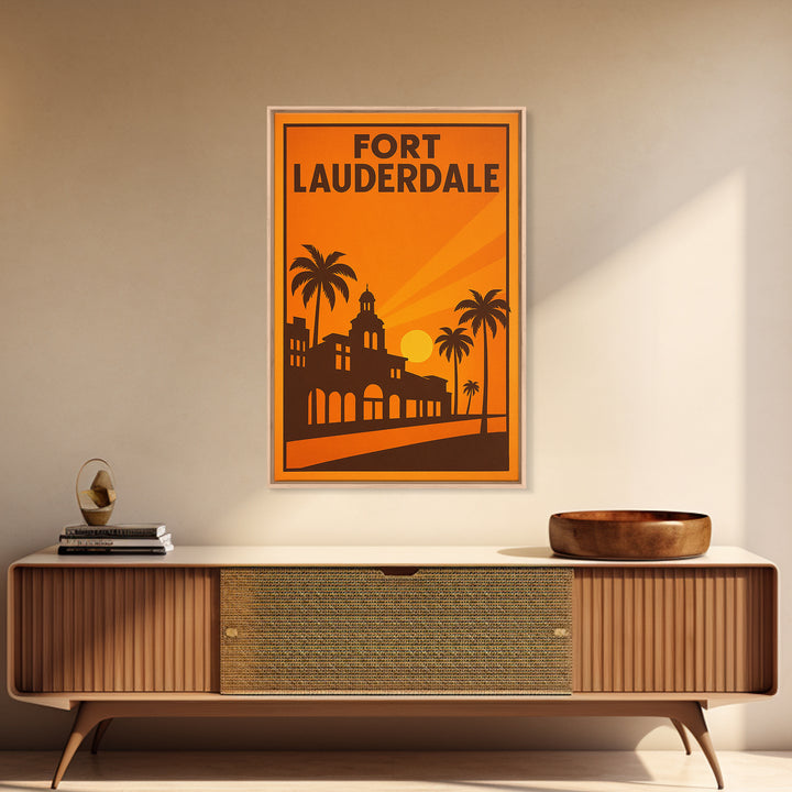 Fort Lauderdale Florida Travel Poster, Canvas Print, Golden Travel Poster Art, Fort Lauderdale Art Print, Travel Poster Set, City Art Print