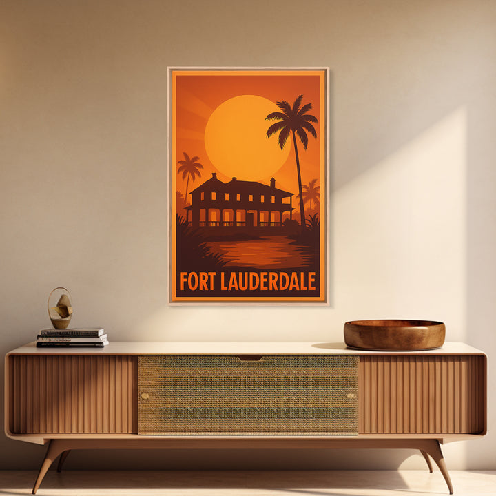 Fort Lauderdale Travel Poster, Canvas Print, Golden Travel Poster Art, Fort Lauderdale City Art, Travel Poster Art, Eclectic Wall Decor