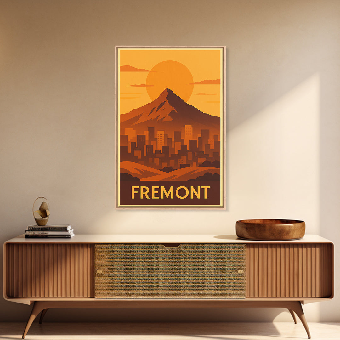 Fremont Travel Poster, Framed Canvas Print, Golden Travel Poster Art, Fremont Wall Art, Travel Poster Art, Wanderlust Decor, Poster Print