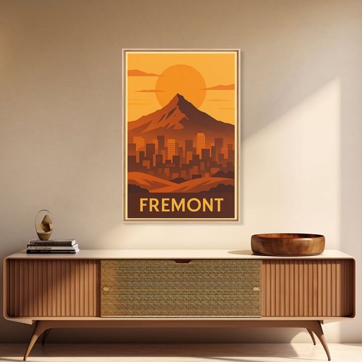 Fremont Travel Poster, Framed Canvas Print, Golden Travel Poster Art, Fremont Wall Art, Travel Poster Art, Wanderlust Decor, Poster Print