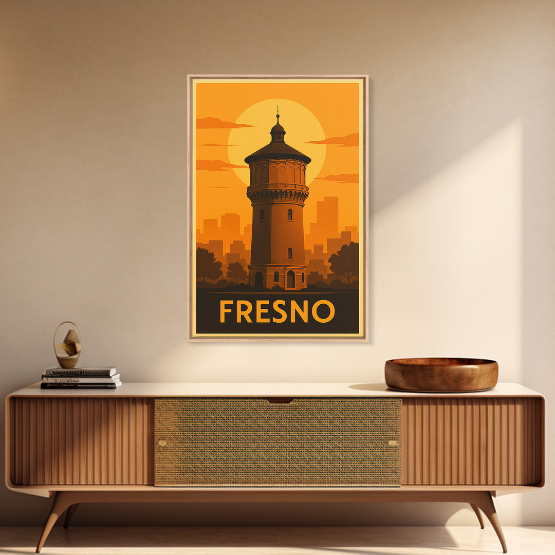 Fresno Travel Poster, Canvas Print, Vintage Deco Wall Art, Fresno City Art, Vintage Travel Print, Vintage Travel Art, Travel Art Print