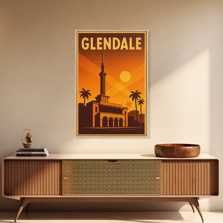 Glendale Arizona Travel Poster, Framed Canvas Print, Gold Art Deco Poster Art, Glendale Art Print, Home Office Decor, Living Room Wall Art