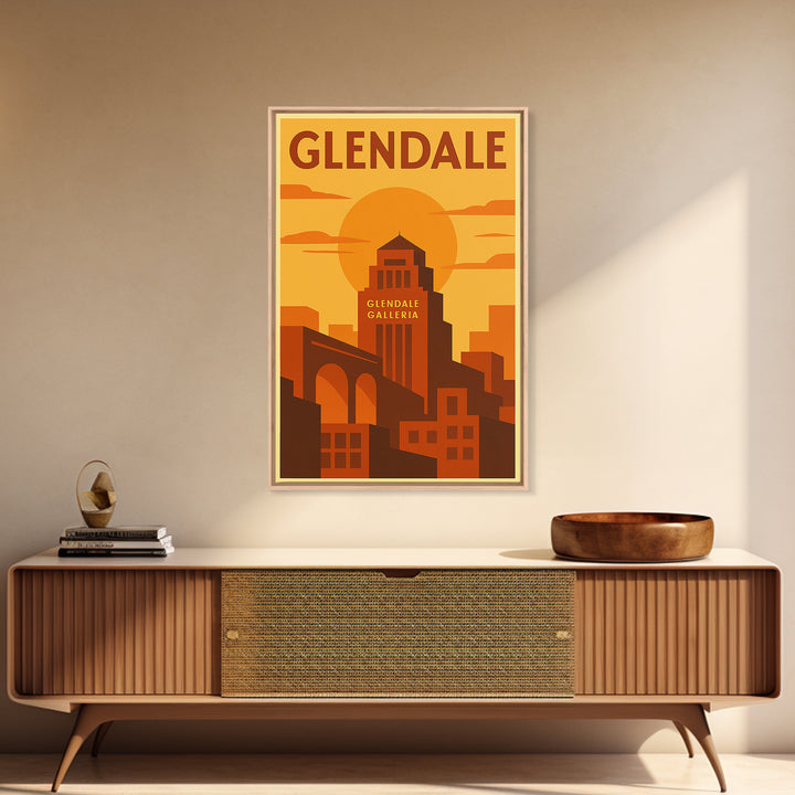 Glendale Travel Poster, Canvas Print, Warm Sunset Silhouette Art, Glendale City Art, Living Room Wall Art, Fine Art Print, Landscape Art