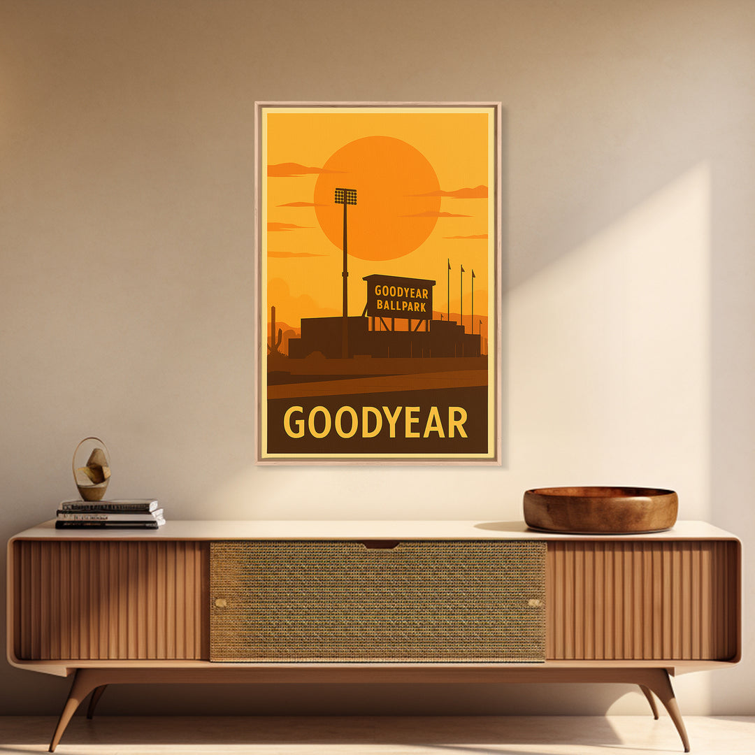 Goodyear Travel Poster, Canvas Print, Golden Travel Poster Art, Goodyear City Art, Travel Poster Art, Retro Travel Print, Home Office Decor