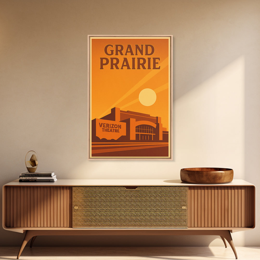 Grand Prairie Texas Travel Poster, Canvas Print, Gold Art Deco Poster Art, Grand Prairie Art Print, City Travel Prints, Wanderlust Decor