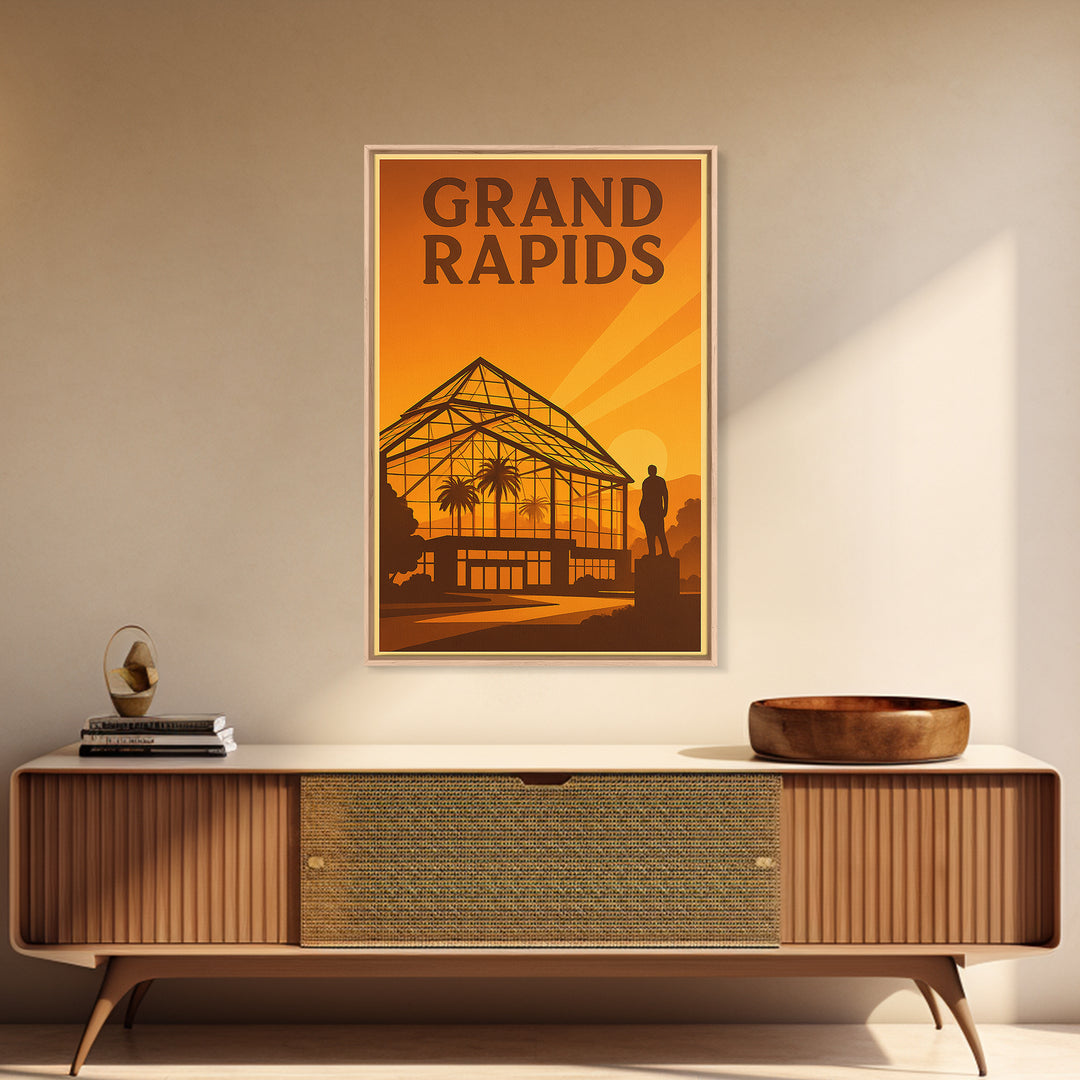 Grand Rapids Michigan Travel Poster, Canvas Print, Golden Travel Poster Art, Grand Rapids Art Print, Home Office Decor, City Travel Prints