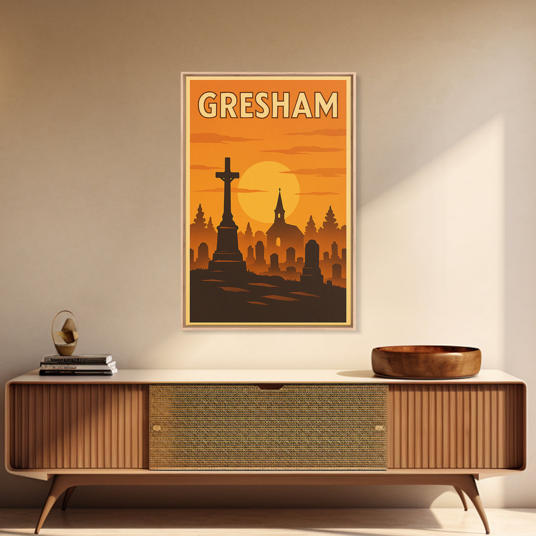 Gresham Oregon Travel Poster, Canvas Print, Golden Travel Poster Art, Gresham Poster Print, Retro Travel Print, Wall Decor, Poster Print