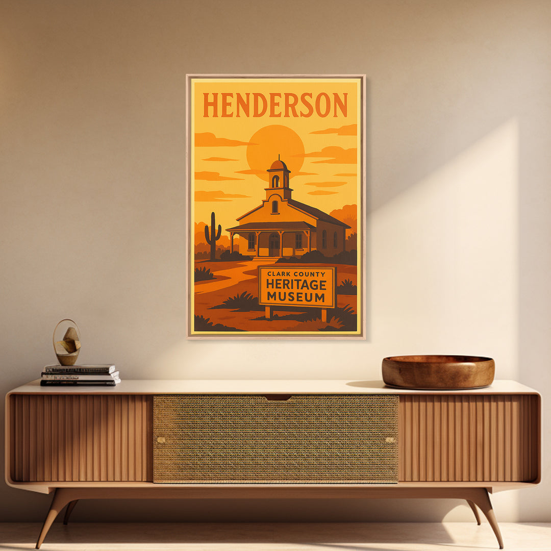Henderson Nevada Travel Poster, Canvas Print, Golden Poster Art, Henderson Poster Print, Retro Travel Print, City Art Print, City Poster