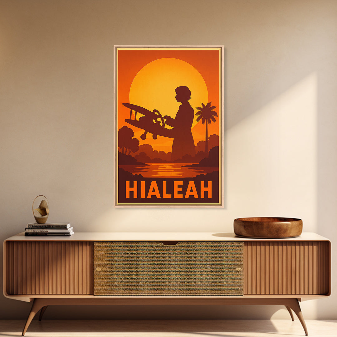 Hialeah Travel Poster, Canvas Print, Golden Travel Poster Art, Hialeah Poster Print, Vintage City Art, Vintage City Poster, Retro Poster