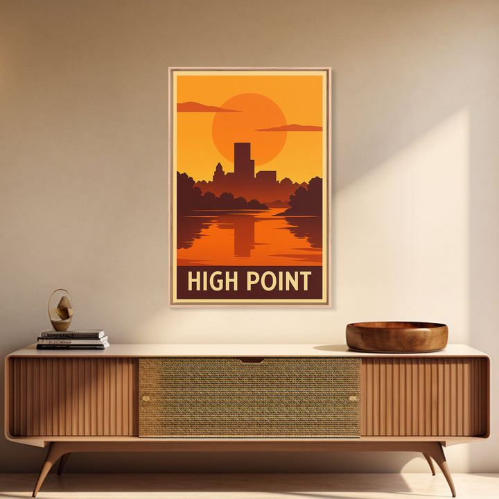 High Point Travel Poster, Canvas Print, Gold Art Deco Poster Art, High Point Wall Art, Mid Century Wall Art, Travel Poster Set