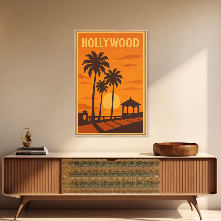 Hollywood Florida Travel Poster, Canvas Print, Gold Art Deco Poster Art, Hollywood Poster Print, Retro Travel Print, Vintage Travel Print