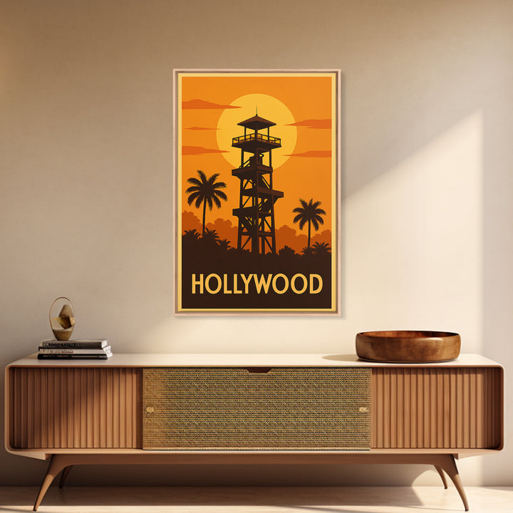 Hollywood Travel Poster, Canvas Print, Vintage Deco Wall Art, Hollywood Poster Print, Fine Art Print, Vintage City Poster, Travel Wall Art