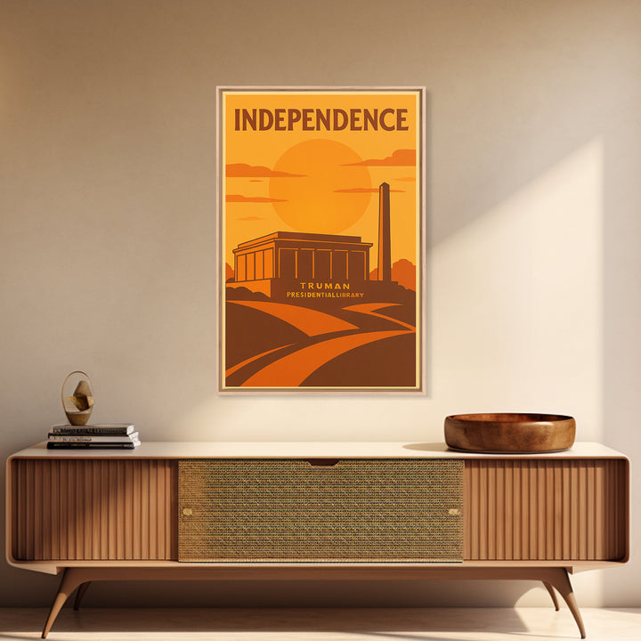 Independence Missouri Travel Poster, Canvas Print, Vintage Deco Wall Art, Independence Travel Art, Retro Travel Print, City Illustration