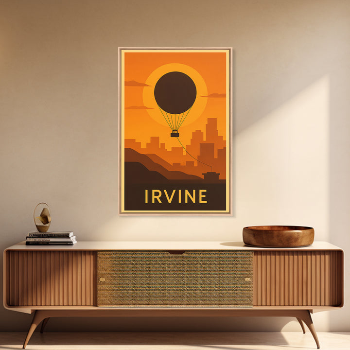 Irvine Travel Poster, Canvas Print, Golden Travel Poster Art, Irvine Poster Print, Watercolor Cityscape, Mid Century Wall Art, Design 2