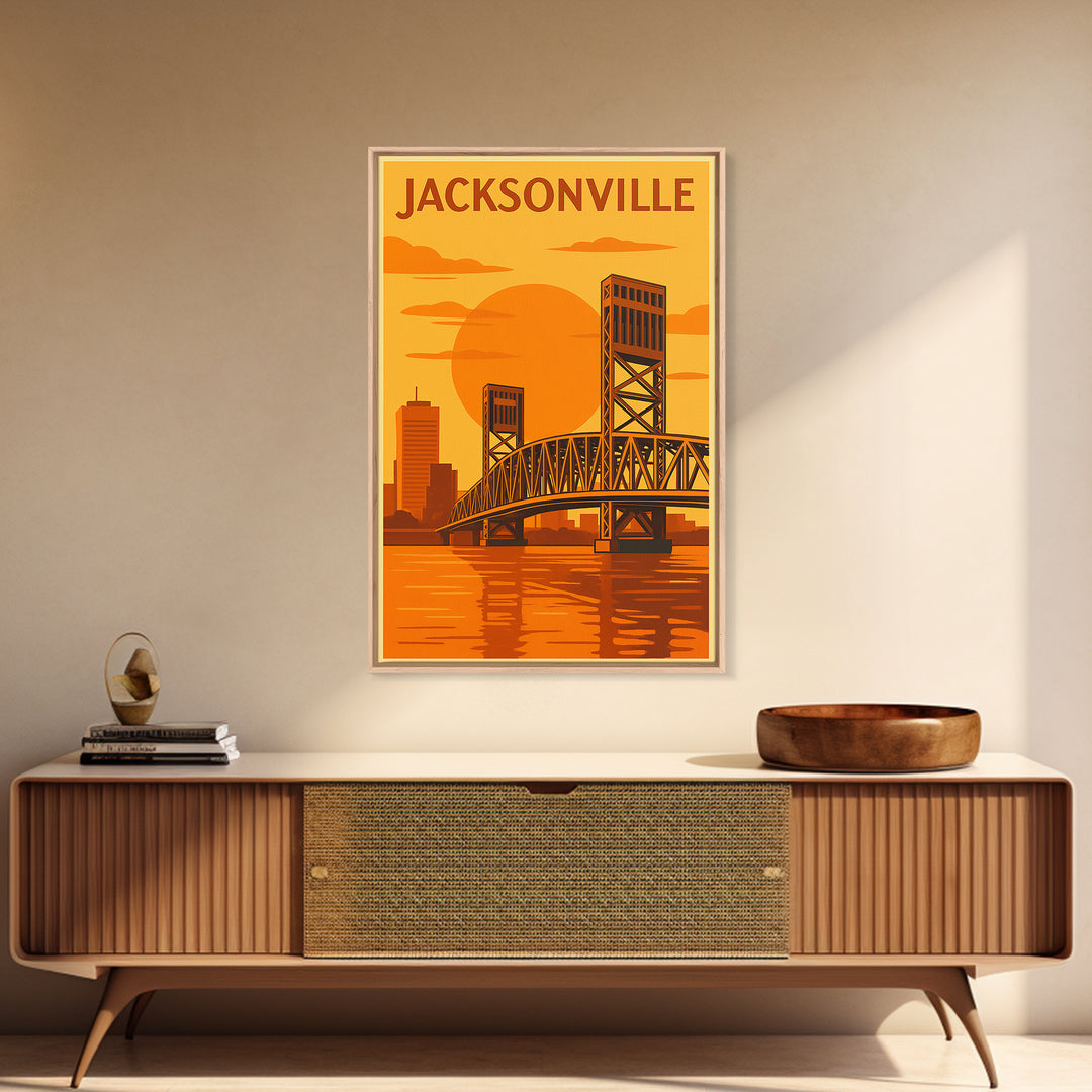 Jacksonville Florida Travel Poster, Canvas Print, Vintage Deco Wall Art, Jacksonville Art Print, Travel Poster Art, Living Room Wall Art