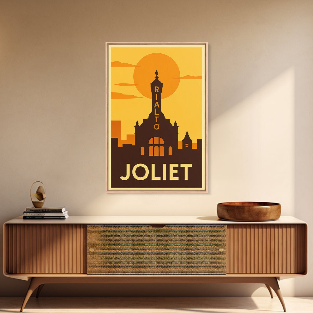 Joliet Travel Poster, Canvas Print, Vintage Deco Wall Art, Joliet Wall Art, Vintage City Poster, Travel Poster Art, Travel Poster Set