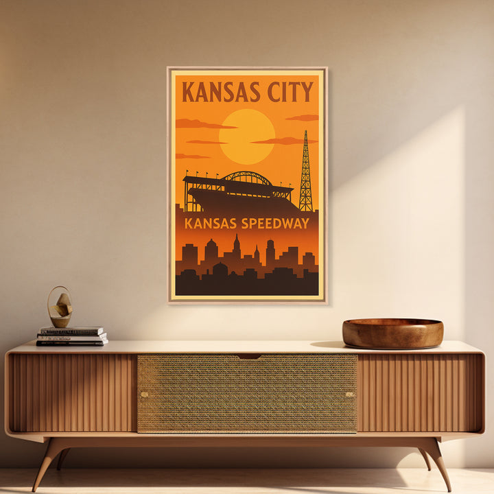 Kansas City Travel Poster, Framed Canvas Print, Vintage Deco Wall Art, Kansas City City Art, Living Room Wall Art, Mid Century Wall Art