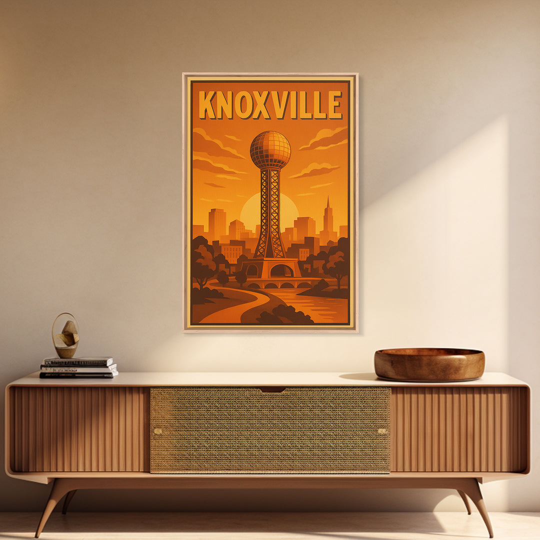 Knoxville Tennessee Travel Poster, Canvas Print, Gold Art Deco Poster Art, Knoxville City Art, City Illustration, Fine Art Print, Wall Decor