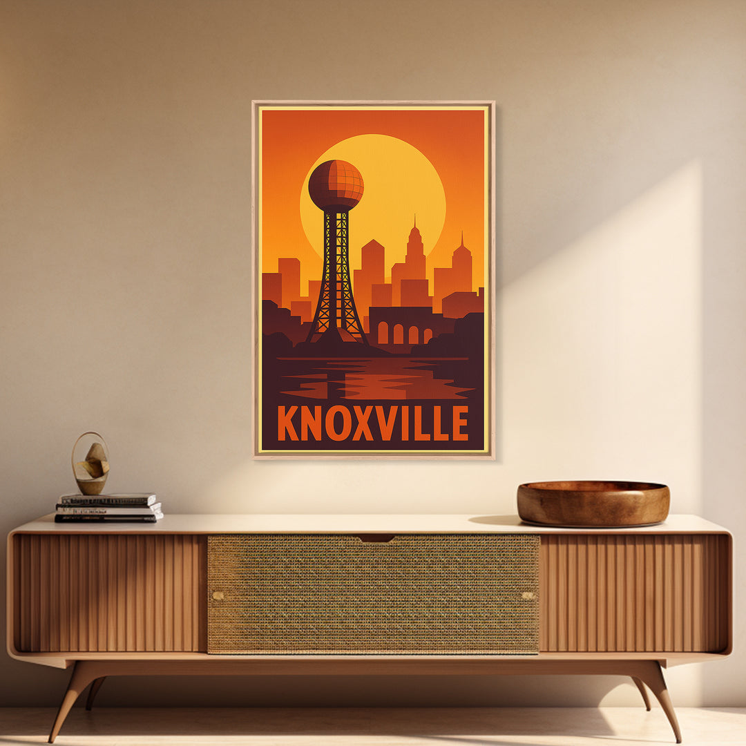 Knoxville Travel Poster, Canvas Print, Gold Art Deco Poster Art, Knoxville Art Print, Living Room Wall Art, Travel Wall Decor, Design 2