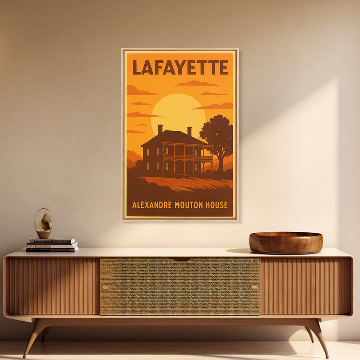 Lafayette Louisiana Travel Poster, Canvas Print, Golden Travel Poster Art, Lafayette Poster Print, Vintage City Art, Vintage City Poster