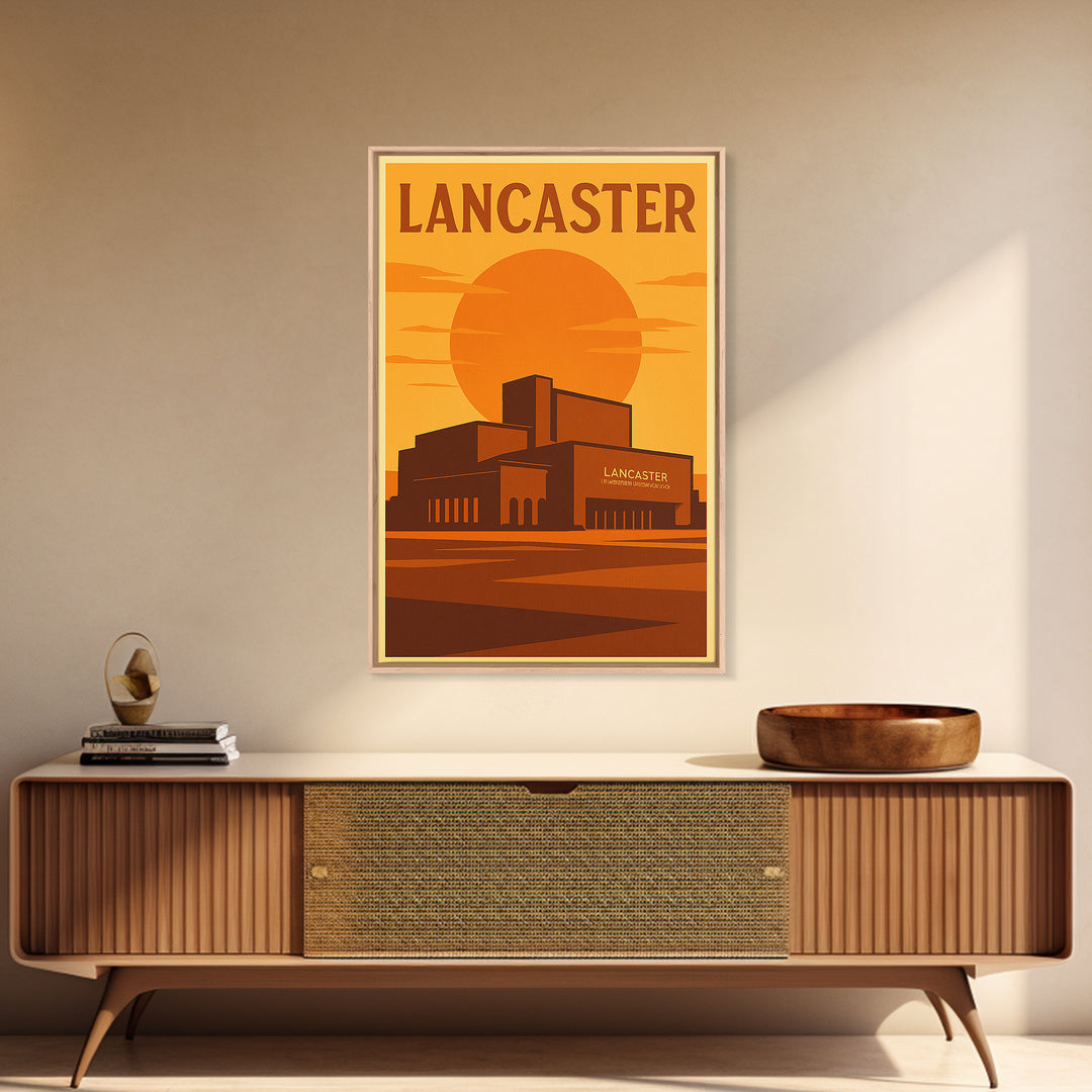 Lancaster California Travel Poster, Canvas Print, Warm Sunset Silhouette Art, Lancaster Wall Art, Travel Wall Art, Travel Poster Set