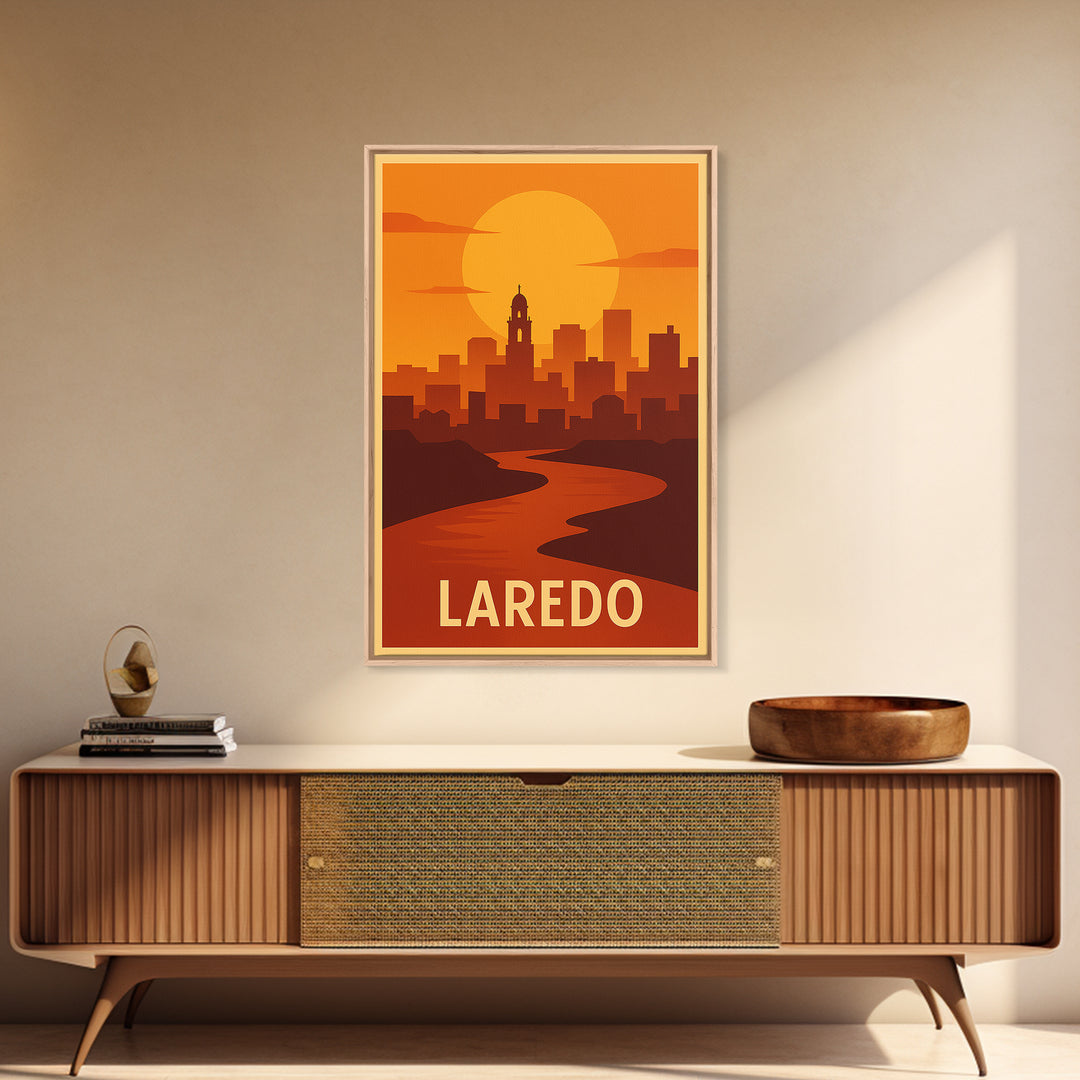 Laredo Travel Poster, Canvas Print, Golden Travel Poster Art, Laredo Travel Art, Retro Travel Print, Gift For Travelers, Fine Art Print