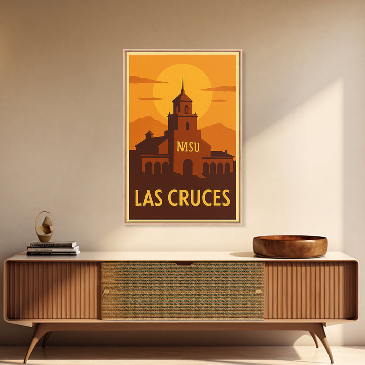 Las Cruces Travel Poster, Canvas Print, Warm Sunset Silhouette Art, Las Cruces Travel Art, Travel Poster Set, Retro Travel Print