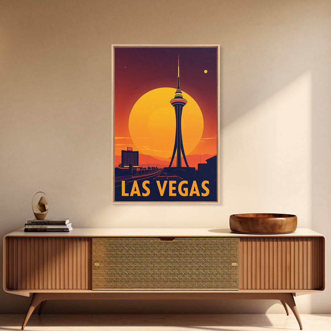 Las Vegas Nevada Travel Poster, Canvas Print, Warm Sunset Silhouette Art, Las Vegas Poster Print, City Travel Prints, Travel Art Print