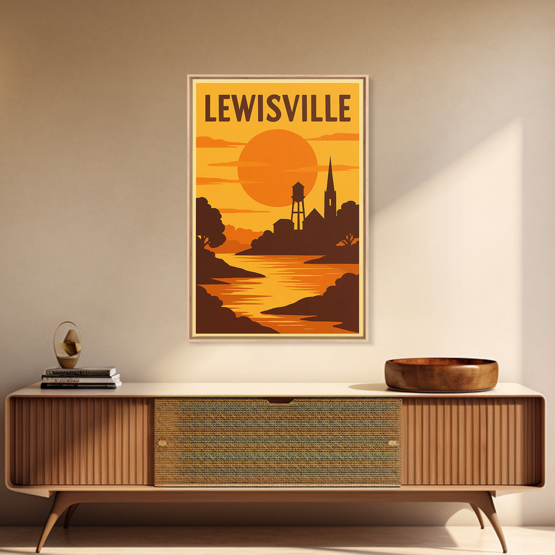Lewisville Texas Travel Poster, Canvas Print, Vintage Deco Wall Art, Lewisville Wall Art, Travel Poster Set, Travel Prints, Travel Wall Art