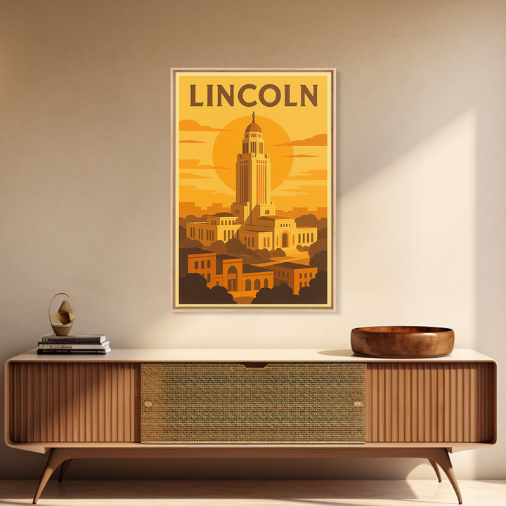 Lincoln Nebraska Travel Poster, Canvas Print, Golden Travel Poster Art, Lincoln Wall Art, Travel Poster Art, Travel Wall Decor, Art Print