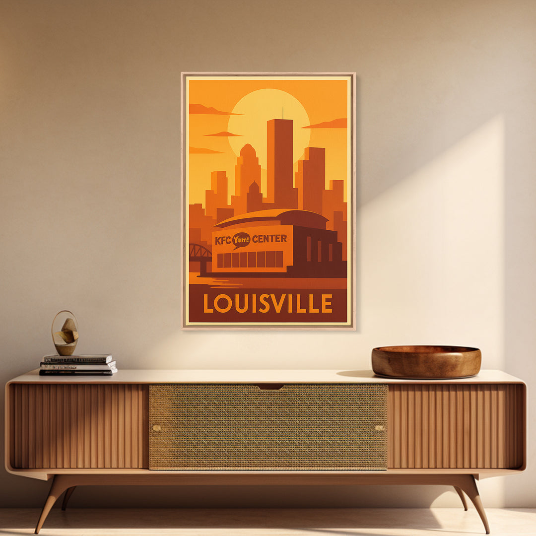 Louisville Travel Poster, Framed Canvas Print, Vintage Deco Wall Art, Louisville Travel Art, Travel Wall Art, Living Room Wall Art