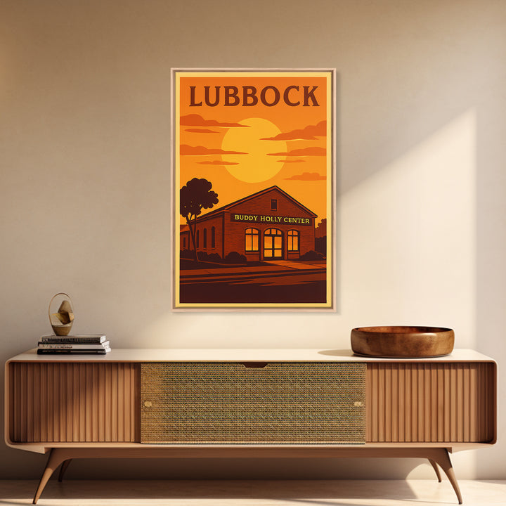 Lubbock Texas Travel Poster, Canvas Print, Vintage Deco Wall Art, Lubbock Art Print, Vintage Travel Art, City Art Print, City Illustration