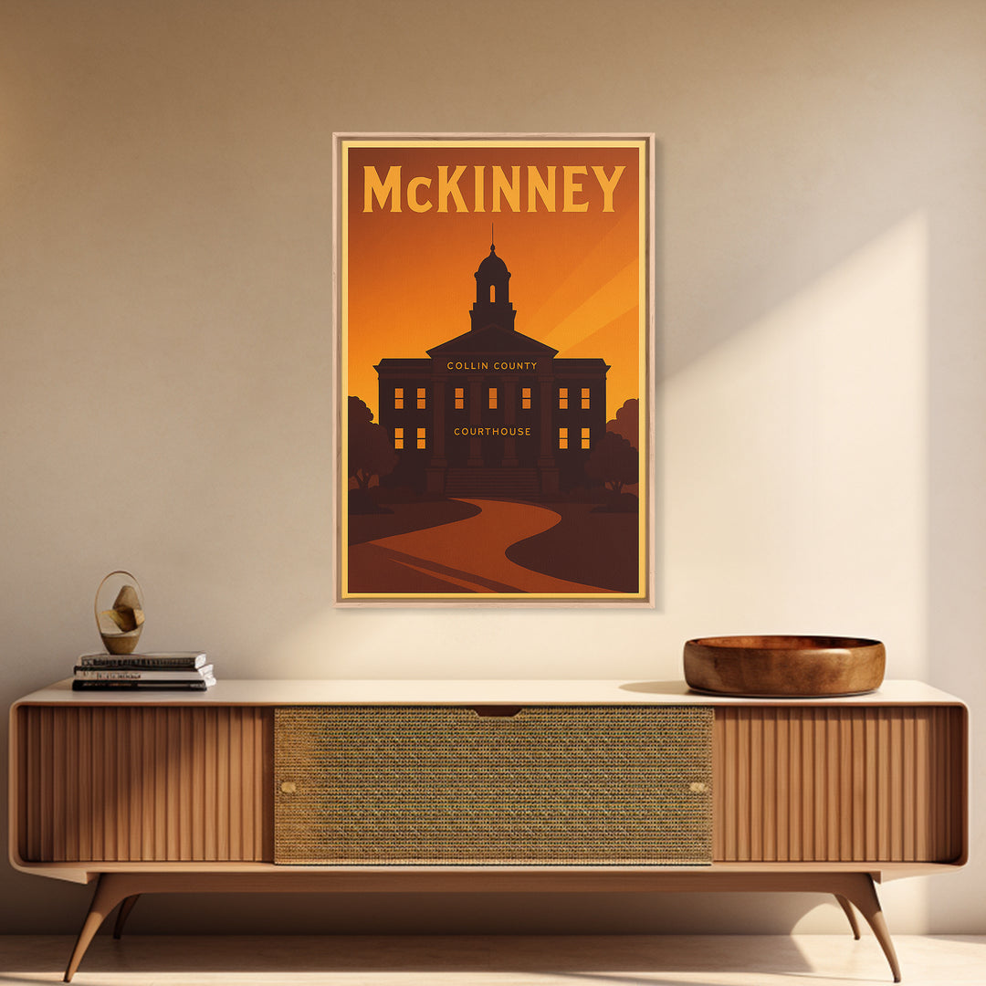 Mckinney Texas Travel Poster, Canvas Print, Vintage Deco Wall Art, Mckinney Art Print, Travel Art Print, Vintage City Poster, Wall Art