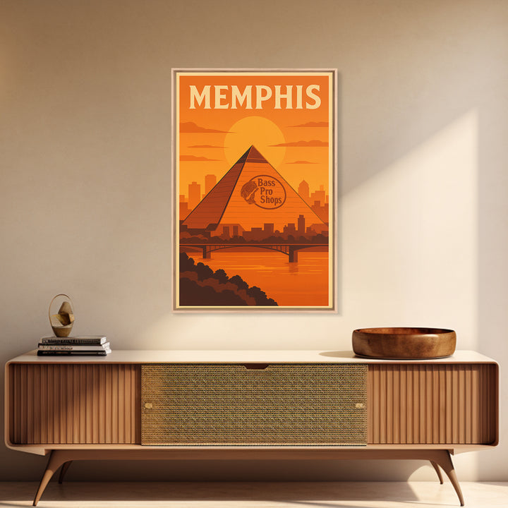 Memphis Tennessee Travel Poster, Canvas Print, Gold Art Deco Poster Art, Memphis Wall Art, Watercolor Urban Skyline, Art Print, Travel Art