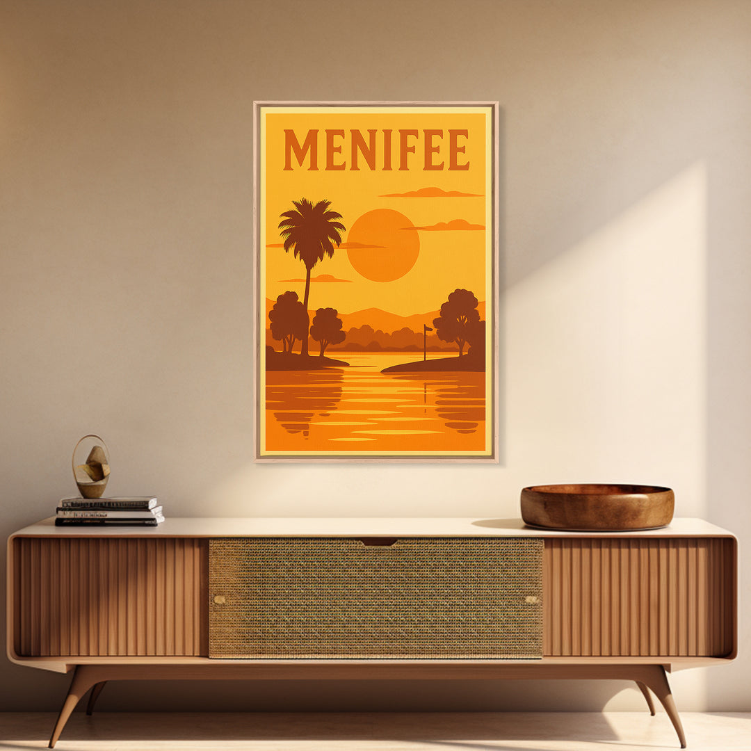 Menifee California Travel Poster, Canvas Print, Gold Art Deco Poster Art, Menifee Travel Art, Fine Art Print, Wanderlust Decor, Poster Art