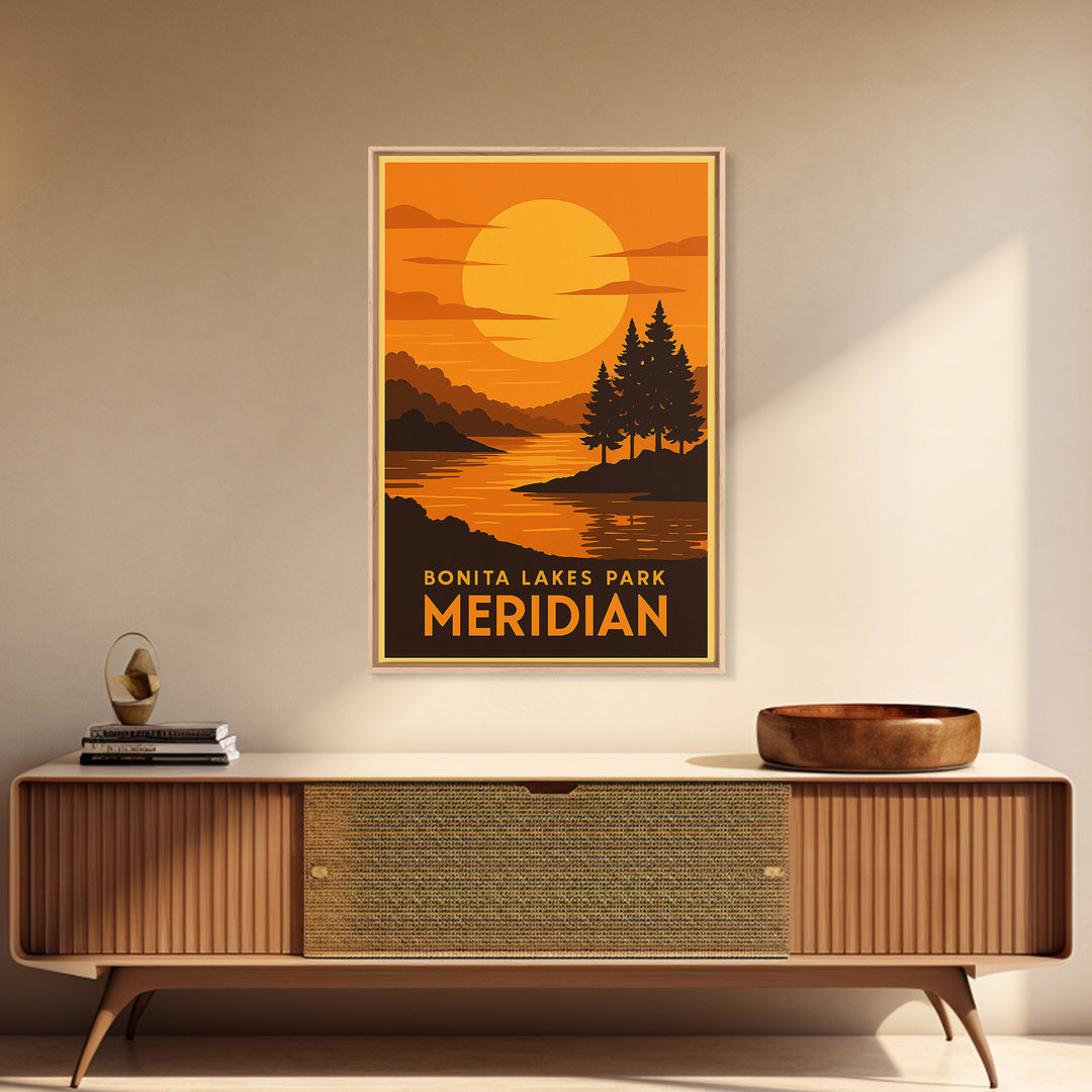 Meridian Travel Poster, Canvas Print, Gold Art Deco Poster Art, Meridian Travel Art, City Art Print, Vintage Travel Art, Vintage City Poster