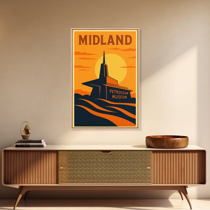 Midland Texas Travel Poster, Canvas Print, Vintage Deco Wall Art, Midland Poster Print, Vintage City Poster, Travel Prints, Vintage City Art