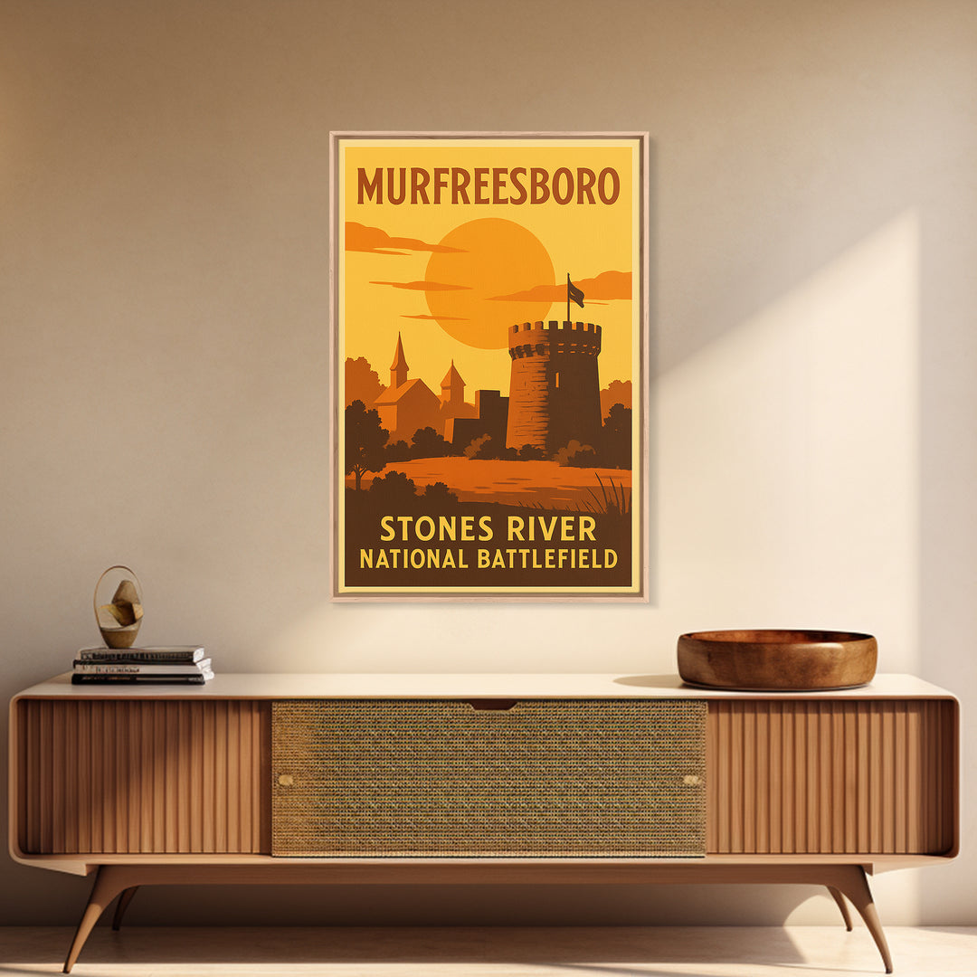 Murfreesboro Tennessee Travel Poster, Canvas Print, Golden Travel Poster Art, Murfreesboro Travel Art, Eclectic Wall Decor, Office Decor