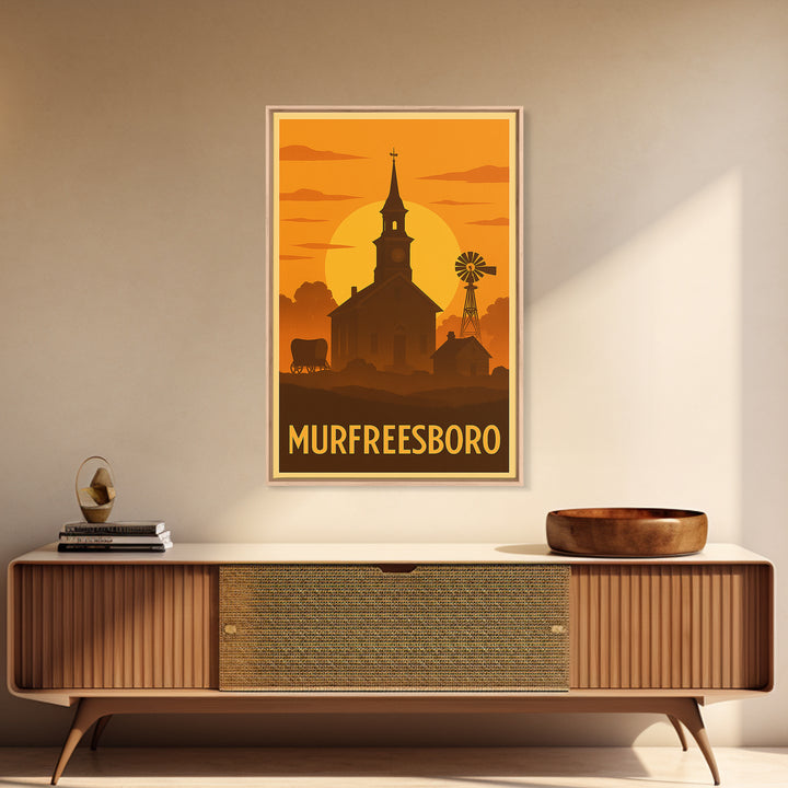 Murfreesboro Travel Poster, Canvas Print, Golden Travel Poster Art, Murfreesboro City Art, Vintage Travel Print, Living Room Wall Art