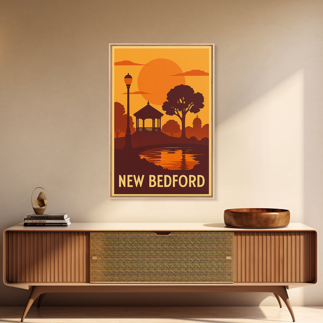 New Bedford Travel Poster, Canvas Print, Vintage Deco Wall Art, New Bedford Art Print, Mid Century Wall Art, Retro Travel Print