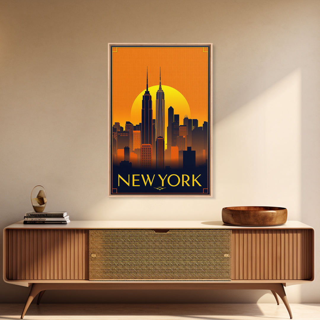 New York Travel Poster, Canvas Print, Gold Art Deco Poster Art, New York City Art, Travel Poster Set, Fine Art Print, Watercolor Cityscape
