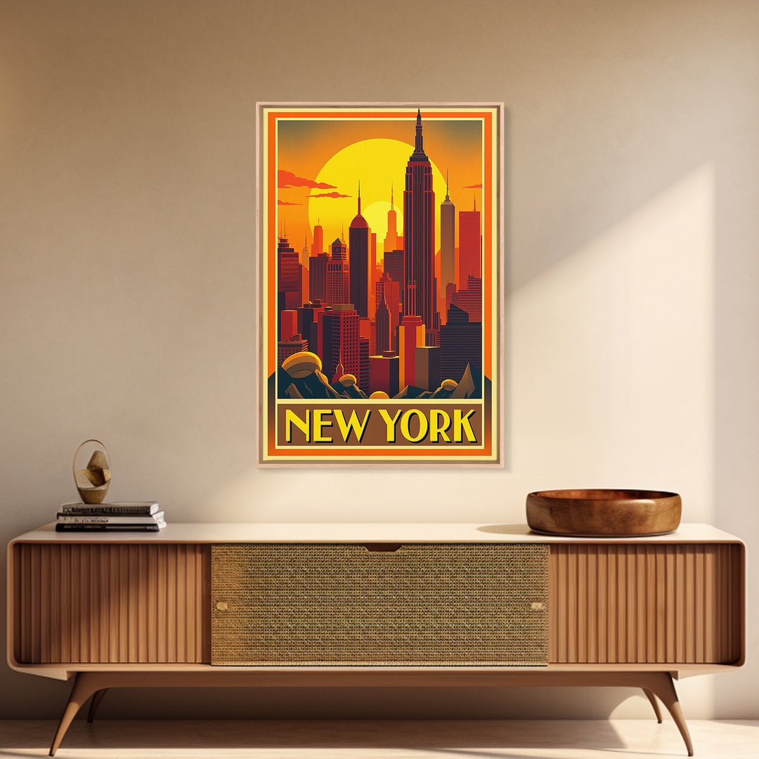 New York Travel Poster, Canvas Print, Gold Art Deco Poster Art, New York Poster Print, Wanderlust Decor, Fine Art Print, Home Office Decor
