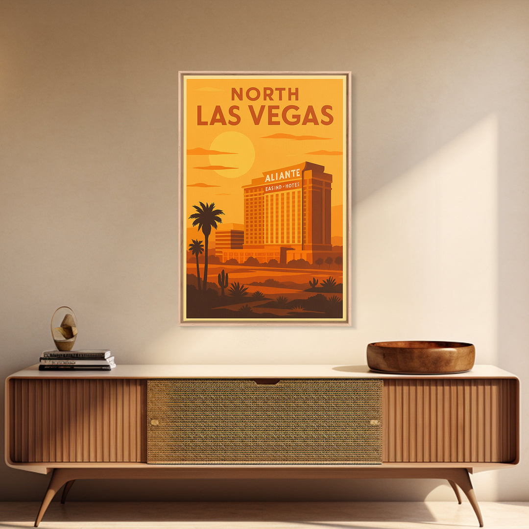 North Las Vegas Nevada Travel Poster, Canvas Print, Vintage Deco Wall Art, North Las Vegas Wall Art, Travel Art Print, Fine Art Print