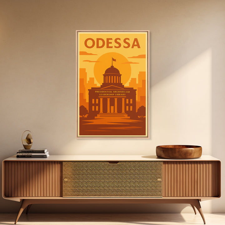 Odessa Texas Travel Poster, Canvas Print, Golden Poster Art, Odessa Art Print, Retro Travel Print, Vintage Travel Print, City Illustration