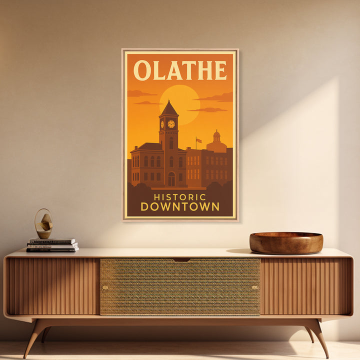 Olathe Kansas Travel Poster, Framed Canvas Print, Gold Art Deco Poster Art, Olathe Wall Art, Travel Poster Art, Home Office Decor, Art Print