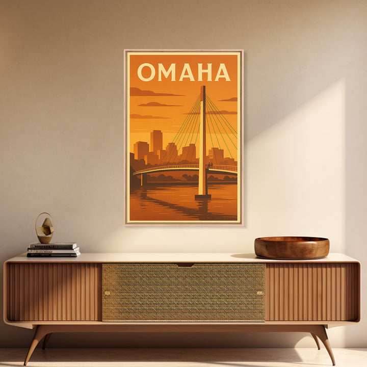 Omaha Nebraska Travel Poster, Canvas Print, Gold Art Deco Poster Art, Omaha Art Print, Vintage Travel Art, Fine Art Print, Travel Art Print