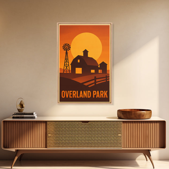 Overland Park Travel Poster, Canvas Print, Golden Travel Poster Art, Overland Park Poster Print, Travel Art Print, Vintage City Art